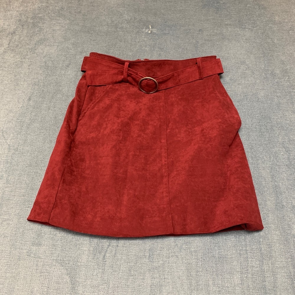 Hollister Ultra High Rise A-Line Skirt Womens XS Red Stretch Lined Back Zip